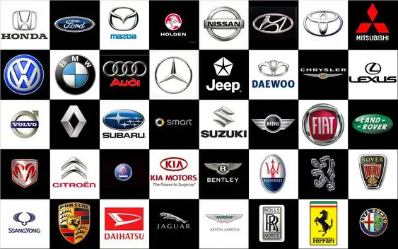 Grid of car manufacturer logos